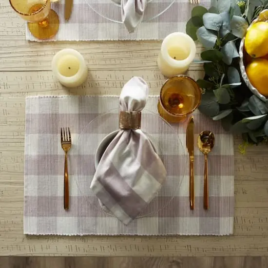 DII&reg; Buffalo Check Ribbed Placemat, 6ct. Dusty Lilac/White {6}