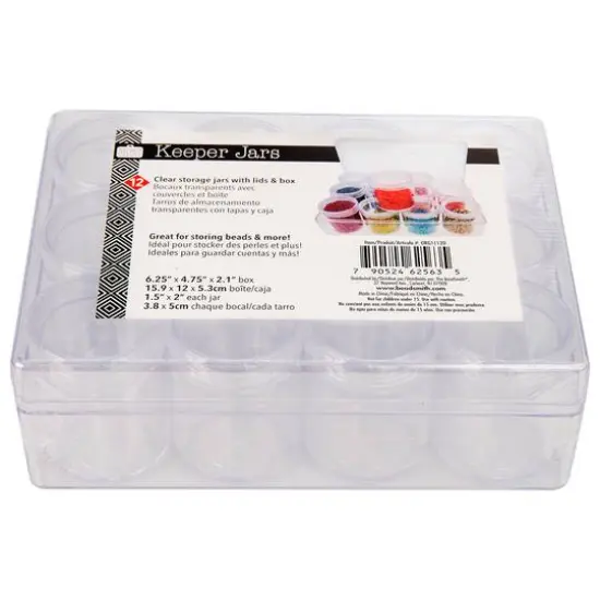 The Beadsmith&reg; 6'' x 5'' x 2'' Clear Storage Box with Jars {4}