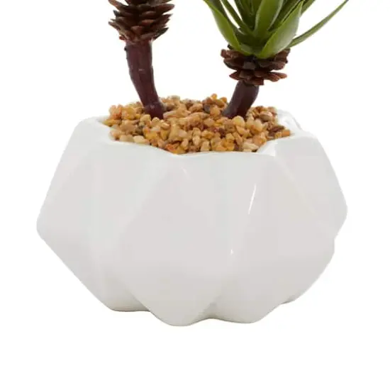 11" Contemporary Style Artificial Succulent in White Ceramic Pot {4}
