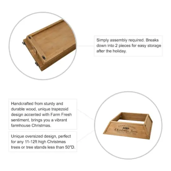 Glitzhome&reg; 40" Natural Wooden Trapezoid Farm Fresh Christmas Tree Collar {6}