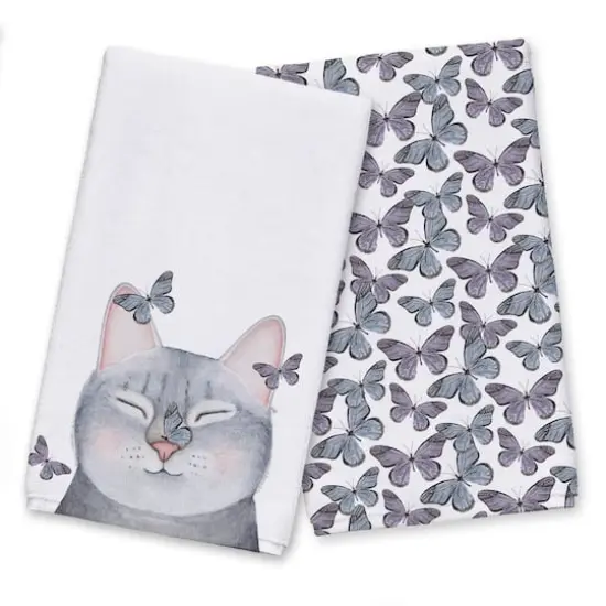 Cat with Butterflies 16" x 25" Towel Set {1}