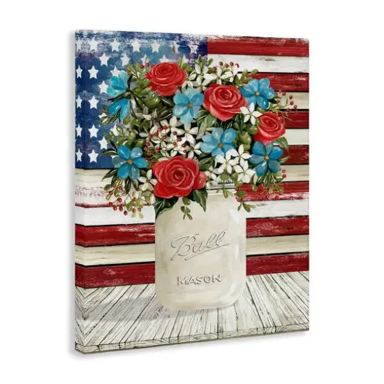 Stupell Industries Americana Flag Festive Bouquet Canvas Wall Art {4}