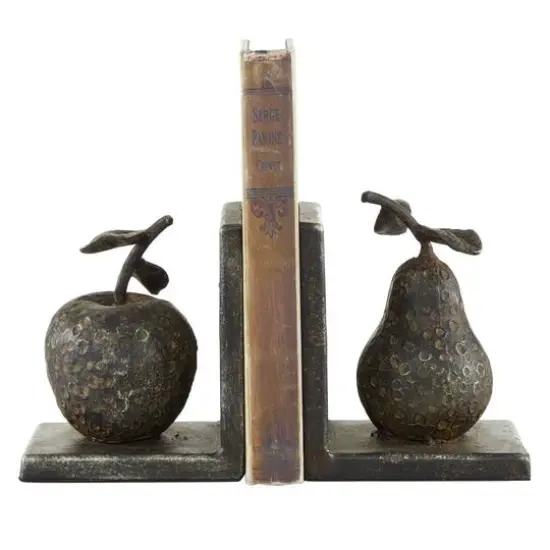6" Gray Metal Rustic Fruit Bookends {1}