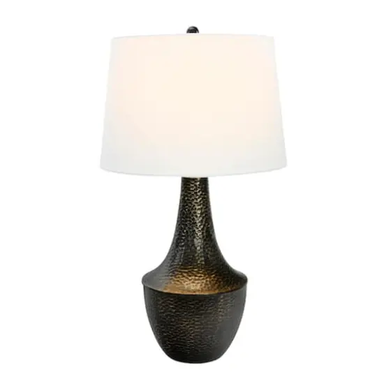 Hello Honey&reg; 28" Hammered Metal Table Lamp with Linen Shade {3}