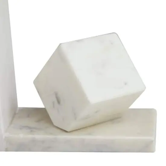 CosmoLiving by Cosmopolitan 6" White Marble Cube Geometric Bookends Set {4}