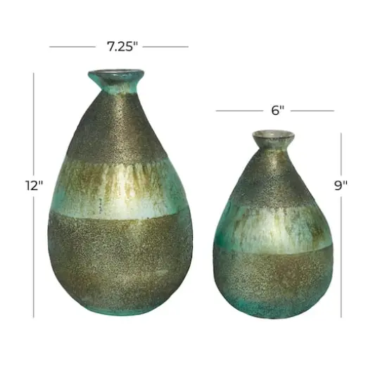 Green Glass Rustic Vase Set {6}