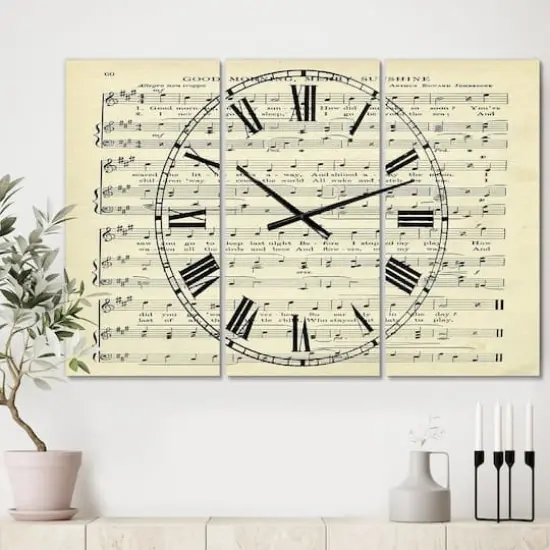 Designart Prayer Song Oversized Cottage 3 panel Wall Clock {3}