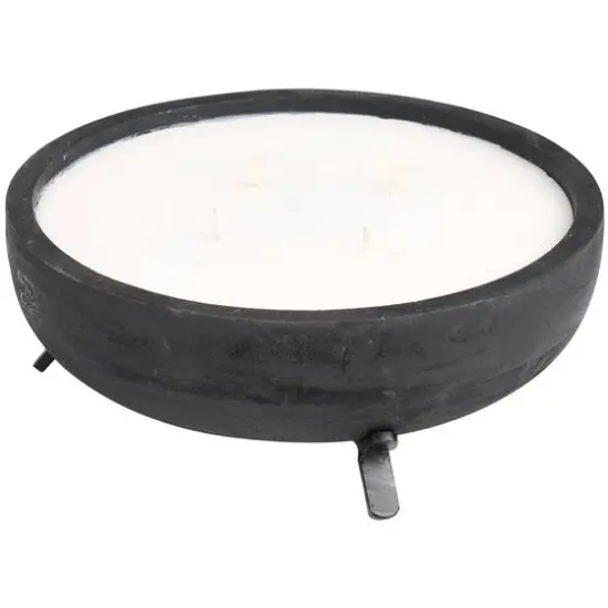 40oz. Sauvignon Blanc Scented White 4 Wick Candle in Black Wood Bowl with Metal Tripod Stand {5}