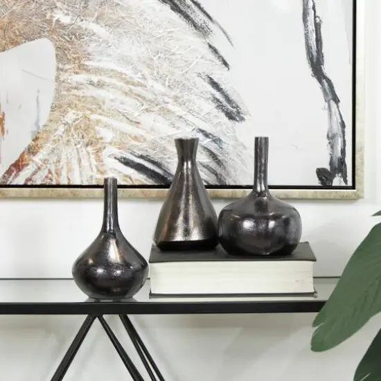 CosmoLiving by Cosmopolitan Contemporary Aluminum Vase Set Black {3}
