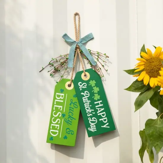 Glitzhome&reg; 24" St. Patrick's Wooden Doorknob Hanging D&eacute;cor {4}