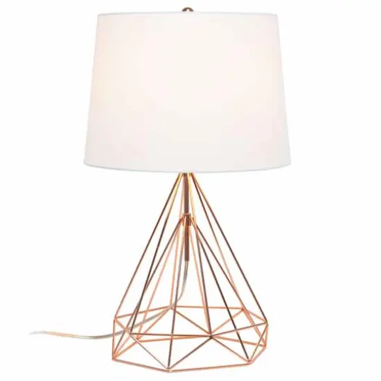 Lalia Home 23.5" Geometric Wired Table Lamp with Fabric Shade Rose Gold {3}