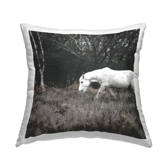 Stupell Industries Mysterious White Horse Country Rural Nature Throw Pillow, 18" x 18" {1}