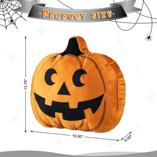 Glitzhome&reg; 15.5"L Fall and Halloween Fabric Double Sided Pumpkin Pillow {9}