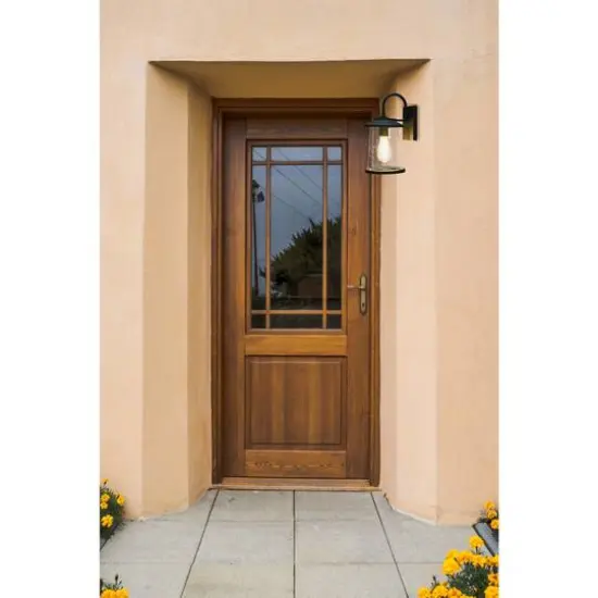 Hello Honey&reg; Robert Stevenson Lighting Hudson 14.5" Distressed Zinc Metal & Seedy Glass Outdoor Light {6}