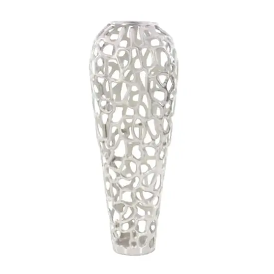 33" Silver Aluminum Contemporary Vase {4}