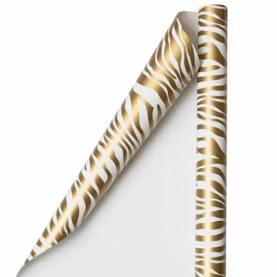 JAM Paper Safari Gold & White Zebra Gift Wrap, 2ct. {1}