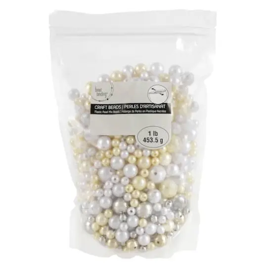 White, Cream & Gold Pearl Plastic Mix Craft Beads by Bead Landing&reg; {1}