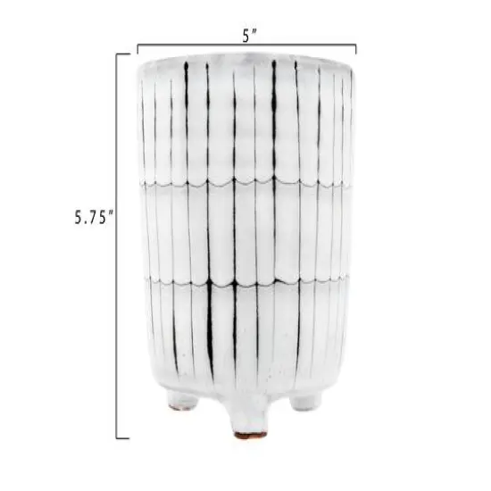 Hello Honey&reg; 5" White & Black Terra Cotta Footed Planter {6}