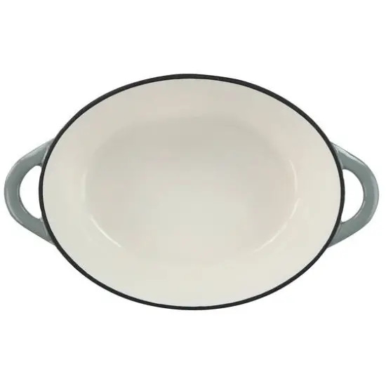 MegaChef 7qt. Gray Oval Enameled Cast Iron Casserole {5}