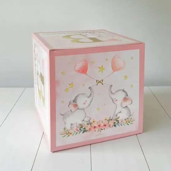Kate Aspen&reg; Pink Elephant Baby Shower Block Box Set {6}
