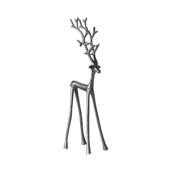 Hello Honey® 17.5" Gunmetal Cast Aluminum Thin Reindeer Tabletop Figurine {1}