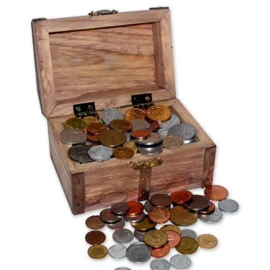Treasure Chest of 100 Coins From Around the World {1}