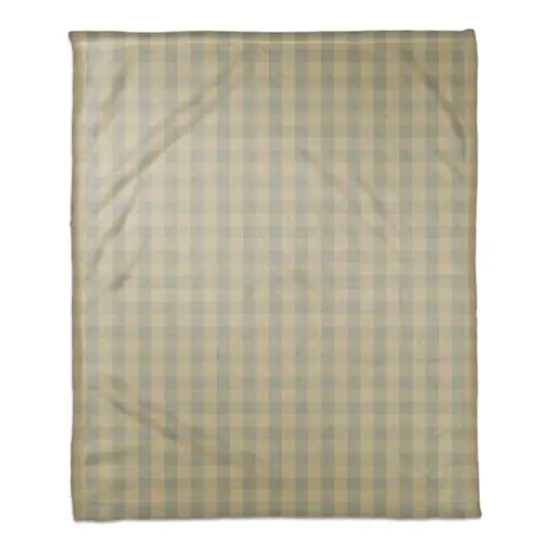 Plaid Coral Fleece Blanket Tan {1}