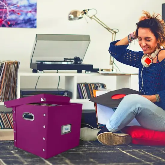 12" Snap-N-Store Vinyl Record Storage Box Berry {7}