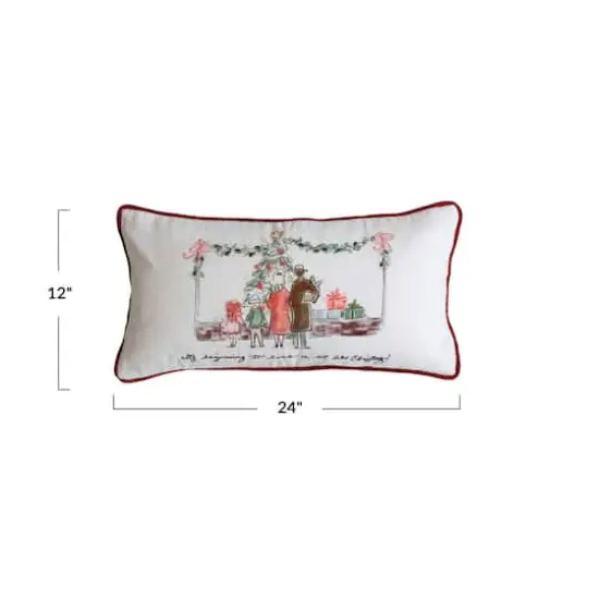 Hello Honey&reg; 24" x 12" Cotton Printed Lumbar Pillow with Family, Piping & Velvet Back {5}