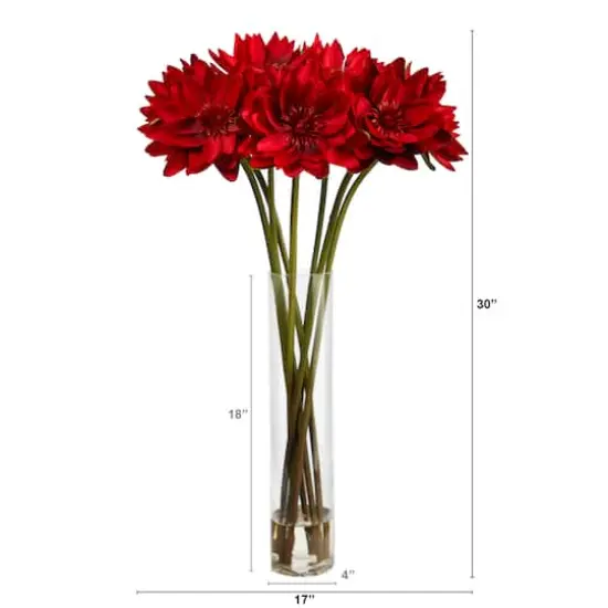 2.5ft. Red Lotus Arrangement in Cylinder Vase {3}