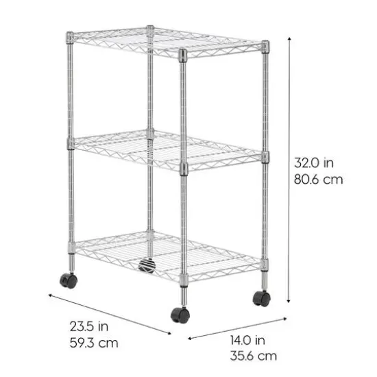 Iris&reg; 32" Silver 3-Tier Rolling Wire Rack Shelf {5}