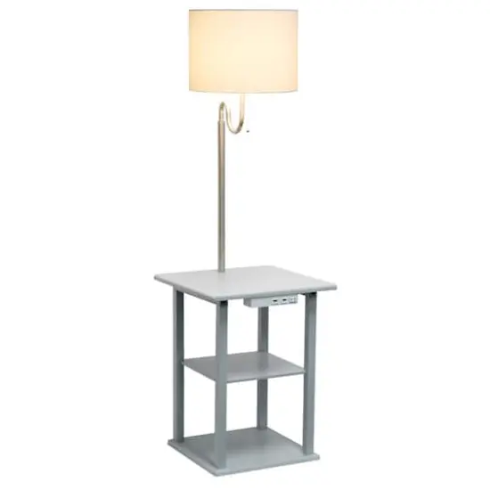 Simple Designs 57" 2 Tier Floor Lamp with USB & Outlet Gray {5}
