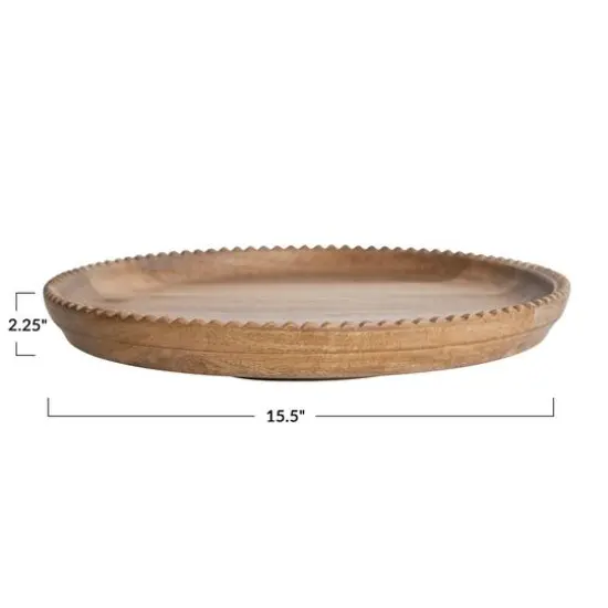 Hello Honey® 15.5" Natural Wood Lazy Susan with Carved Scalloped Edge {3}