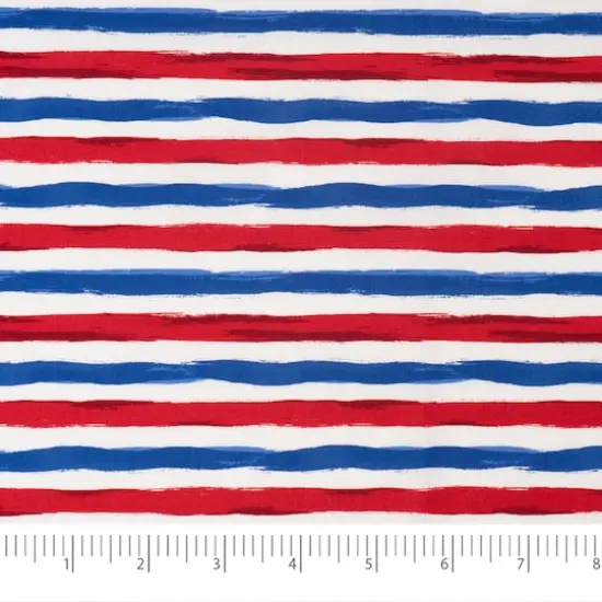 SINGER Horizontal Red, White & Blue Stripe Cotton Fabric {4}