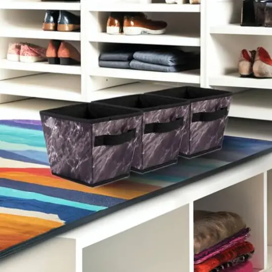 DII&reg; Small Black Marble Trapezoid Laundry Bin Set, 3ct. {1}