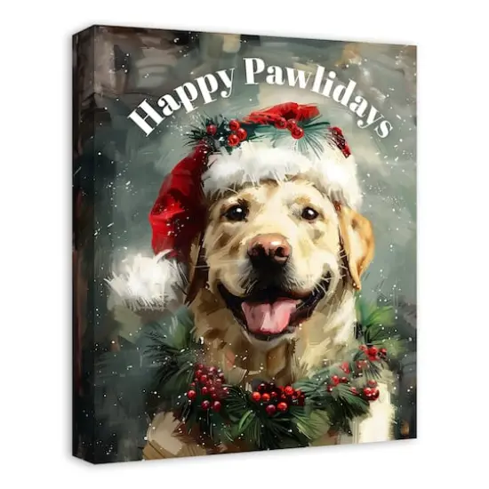 Happy Pawlidays Lab 16" x 20" Canvas Wall Art {3}