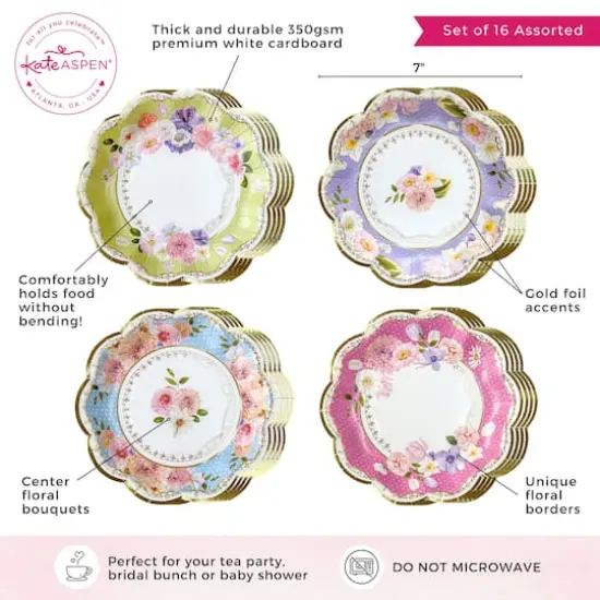 Kate Aspen&reg; 7" Vintage Floral Tea Party Paper Plates, 16ct. {7}