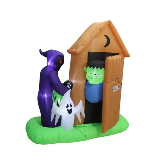6.5ft. Inflatable Animated Monster Outhouse Scene {5}