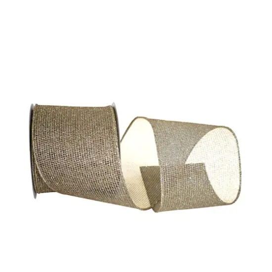 Reliant 4" x 10yd. Glitter Web Mesh Wired Metallic Ribbon Gold and Silver {1}