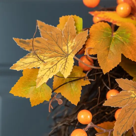 Glitzhome&reg; 27" Fall Sunflower, Maple Leaf & Berry Swag {6}