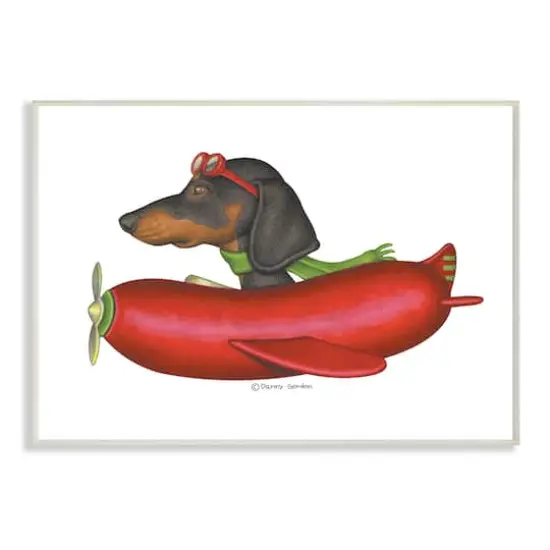 Stupell Industries Dachshund Flying in Weenie Mobile Wall Plaque {1}