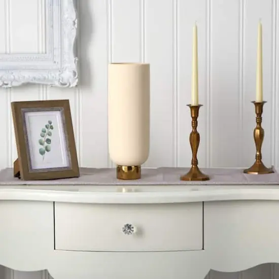 12.75" Elegance Ceramic Cylinder Vase with Gold Accents {4}