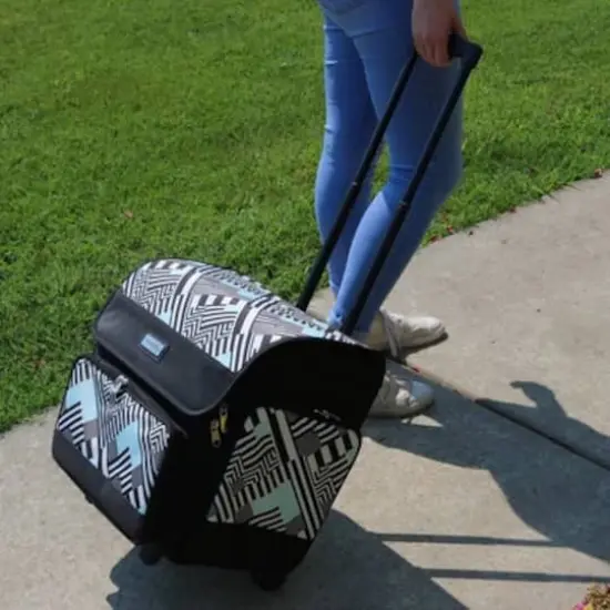 Everything Mary Teal Geometric Deluxe Rolling Craft Case {5}