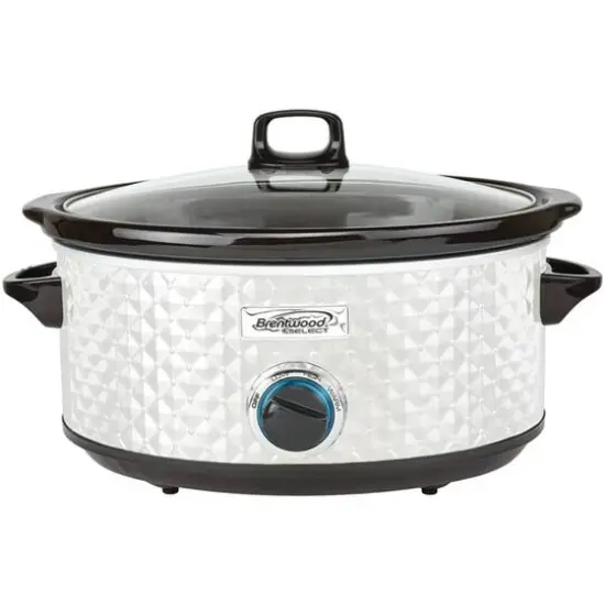 Brentwood Pearl White 7qt. Quilted-Pattern Slow Cooker {1}