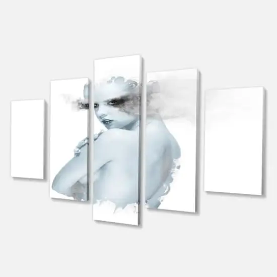 Designart - Beautiful Young Woman Double Exposure - Large Portrait Canvas Art Print {4}