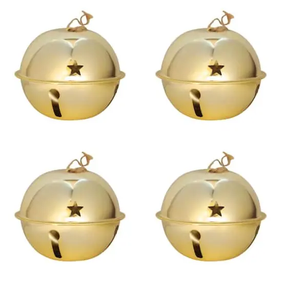 Haute Decor 4ct. 4.7" Nesting Jingle Bell Ornaments Gold {1}