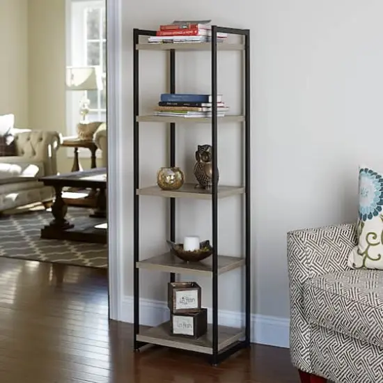 Household Essentials Jamestown 59" 5-Shelf Narrow Bookshelf Ashwood {9}