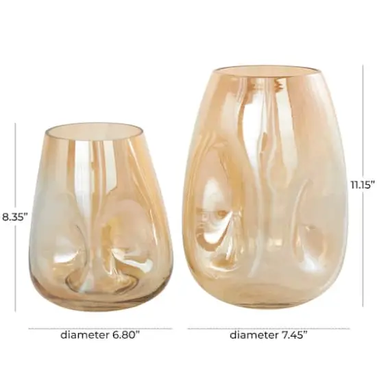Iridescent Gold Concaved Glass Vase Set {4}