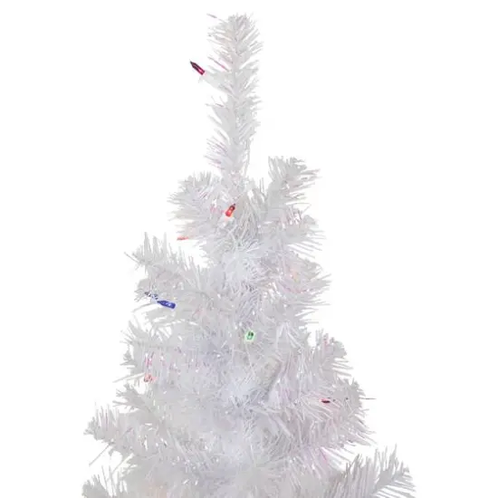 4ft. Pre-Lit White Rockport Pine Artificial Christmas Tree, Multicolor Lights {6}