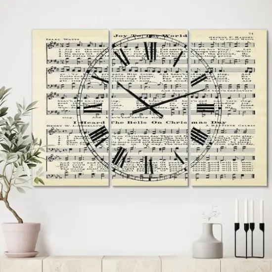 Designart Joy To The World Cottage 3 Panel Large Wall Clock {3}